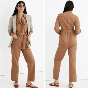 NEW Madewell‎ Petite Long-Sleeve Tie-Waist Fatigue Jumpsuit,  petite XS